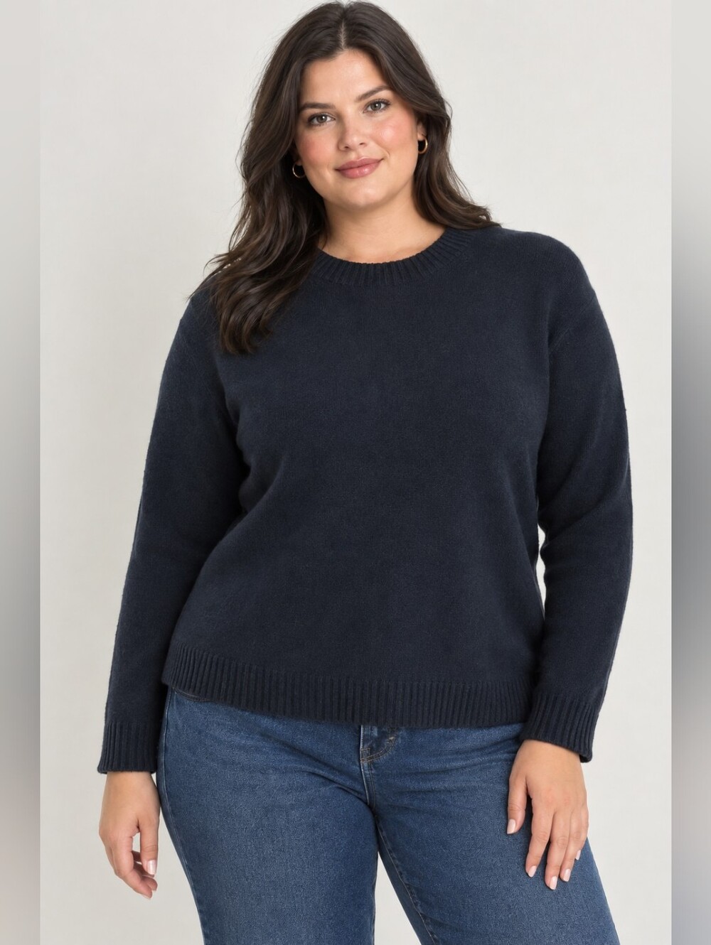 Lands' End 100% Cashmere Crewneck Sweater Black Women's Size L (14-16) Soft